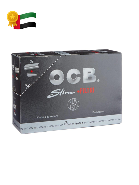 OCB Long Black Paper Plus Tips, 32 Packets