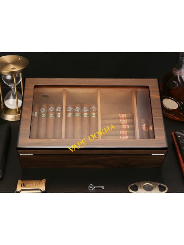 Cedar Wood Cigar Humidor (Large, Glass Top)