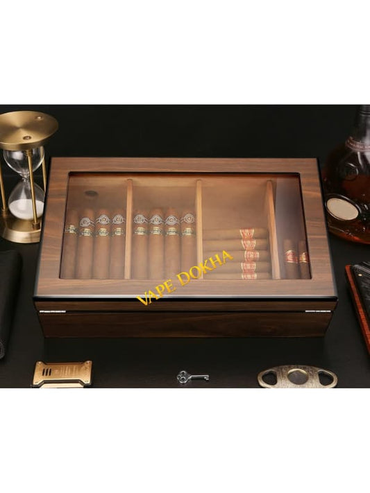 Cedar Wood Cigar Humidor (Large, Glass Top)