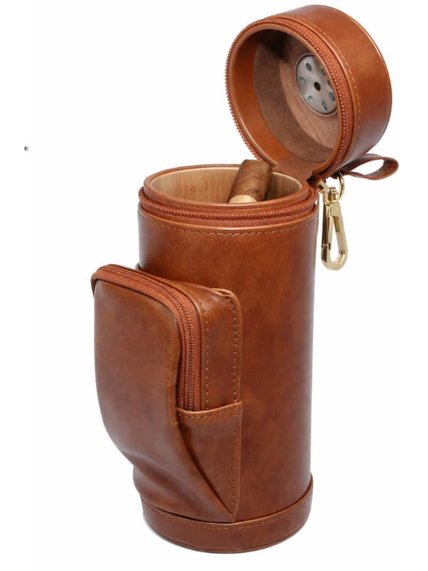 Portable Leather Humidor Cigar Case – Adjustable Travel Cigar Holder