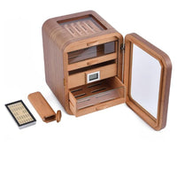 Glass-Top Cigar Humidor Box with Hygrometer