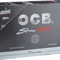 OCB Long Black Paper Plus Tips, 32 Packets