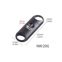 Black cigar cutter with dimensions and weight information on a white background. Vape dokha