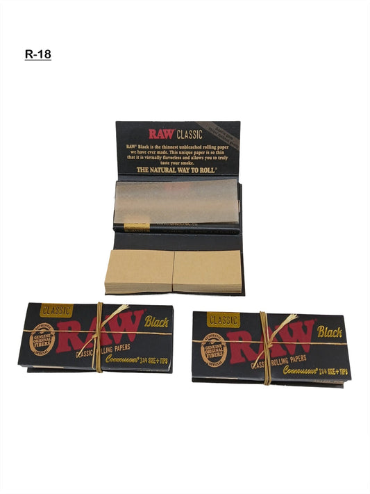 RAW Black Classic_Connoisseur _1 1/4_Rolling_Papers_with_Tips_vape_dokha