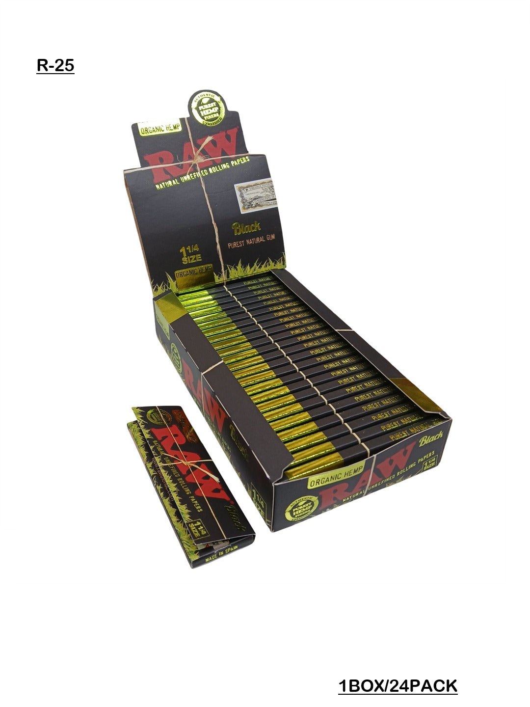 RAW_Black_Organic_Hemp_1 1/4_Rolling_Papers_box_vpae_dokha