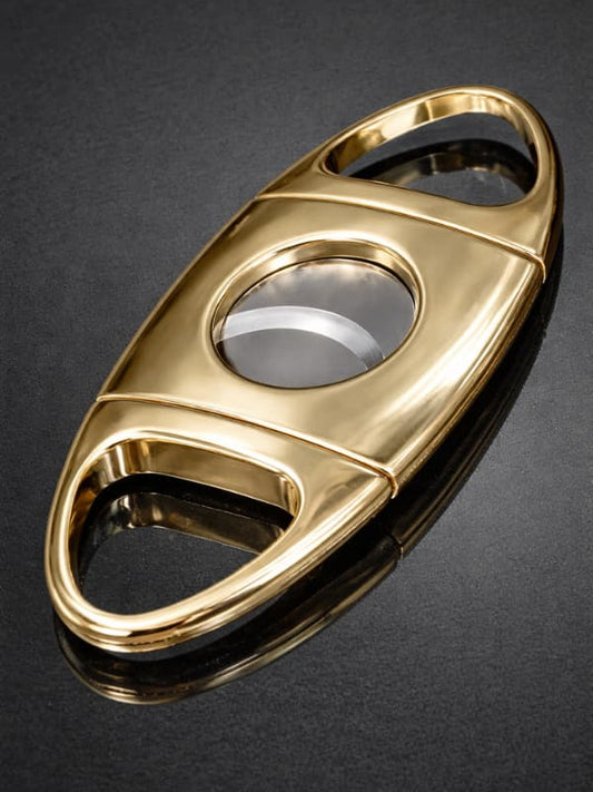 Polished Gold Sculpted Double Cigar Cutter
