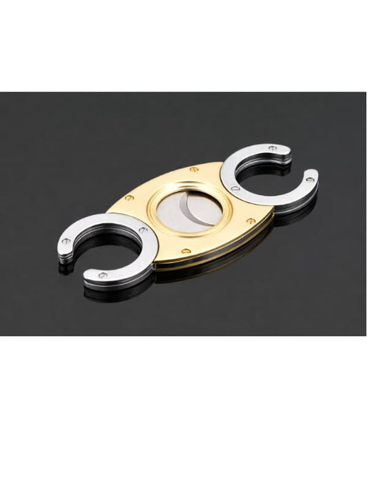 Gold & Silver Double-Blade Cigar Cutter (Open-Ring Handles)