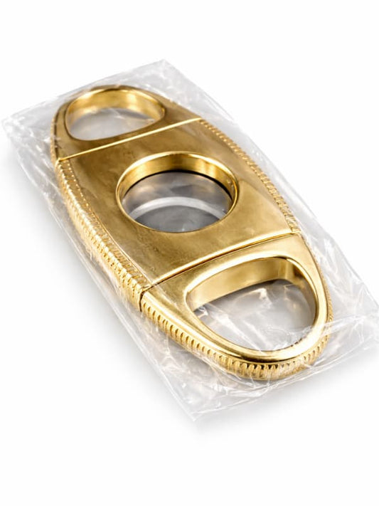 Premium Gold Double-Blade Cigar Cutter (Textured Edge)