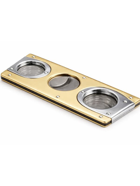 Luxury Triple Blade Cigar Cutter – Gold & Silver Precision Guillotine