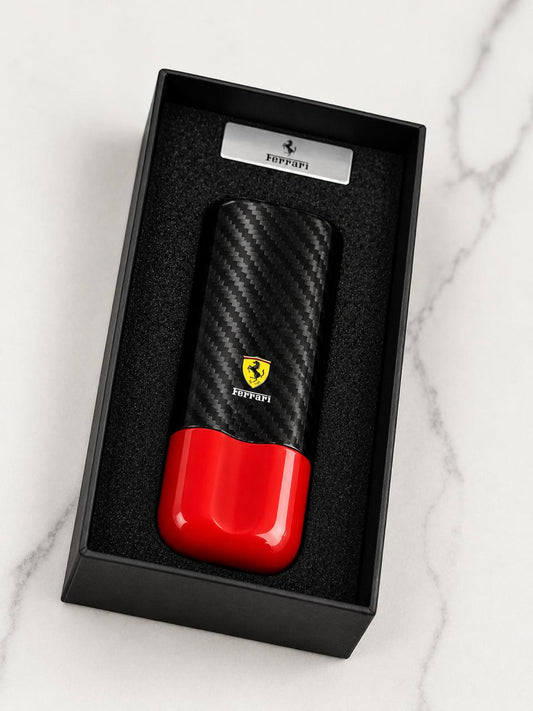 Ferrari Carbon-Fibre Cigar Case — Black & Red, Gift Box