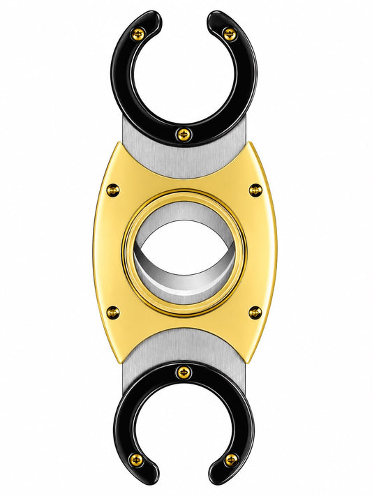 Luxury Gold & Black Dual-Blade Ring Cigar Cutter